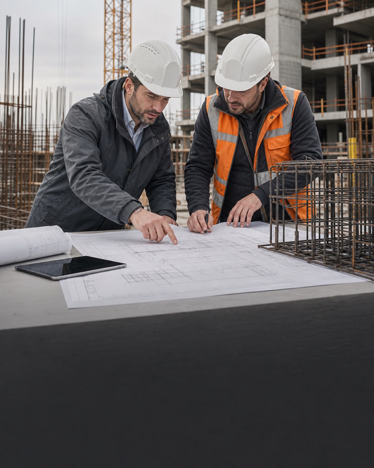 Bauingenieur und Polier bei der strukturellen Planung